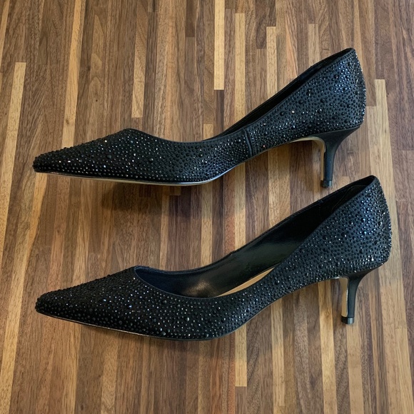 Black Rhinestone Jewel Bagdley Mischka Heels - Picture 3 of 15